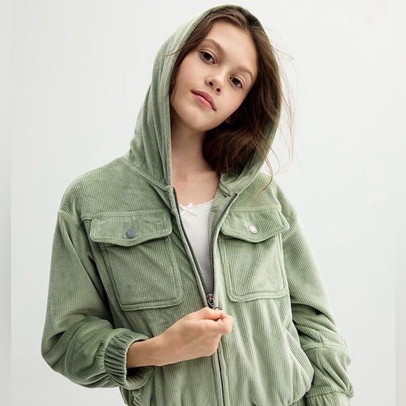 SO Other - SO Cozy Green Corduroy Bomber Jacket